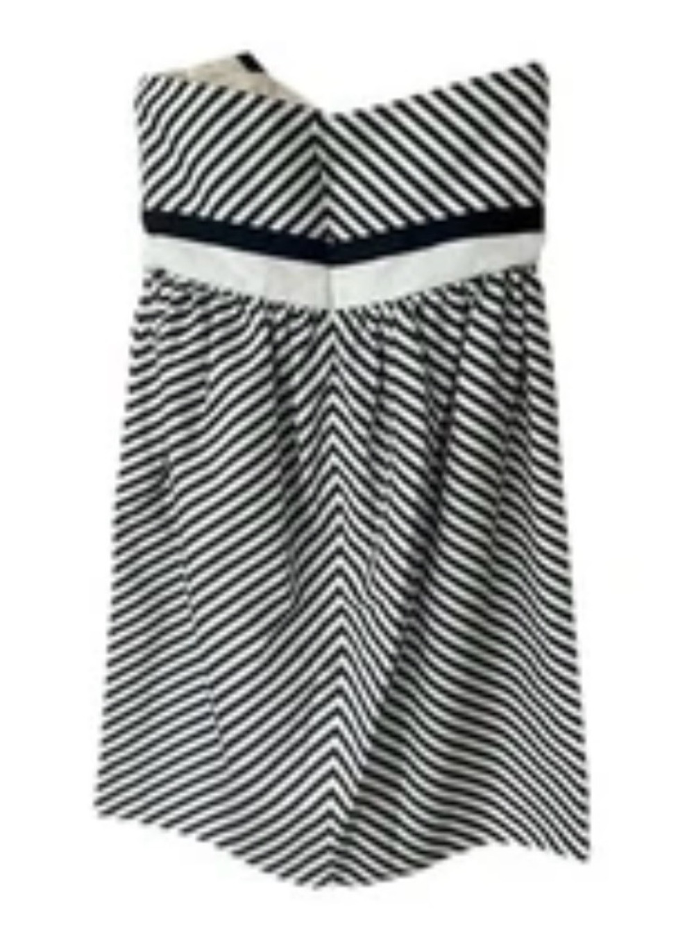 Alice + Olivia Strapless Fit Flare Mini Dress Black White Stripe 2 - Picture 5 of 10